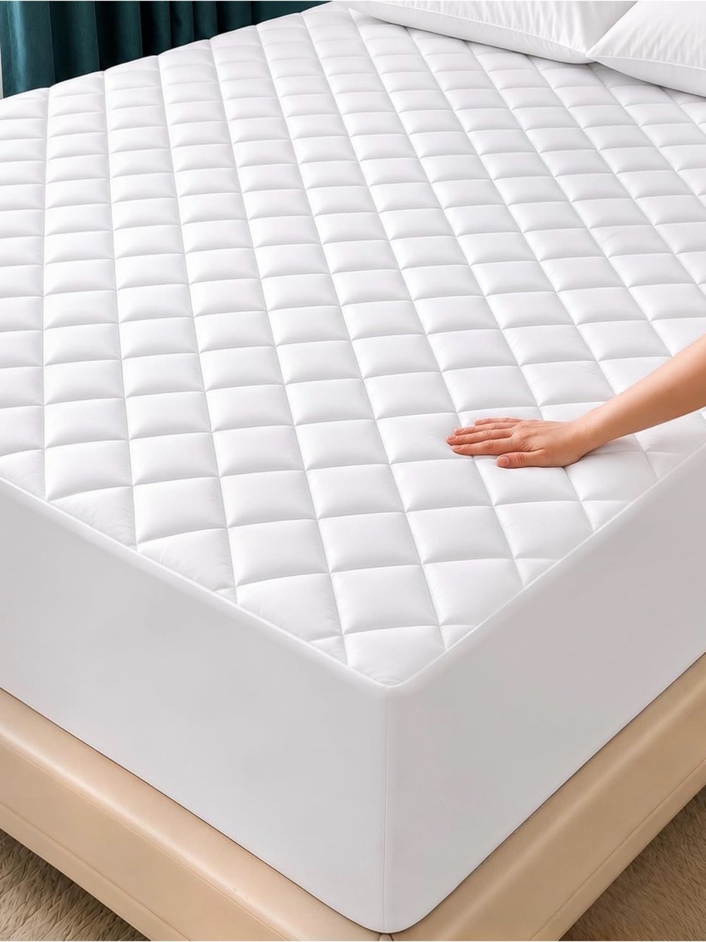 Utopia Quilted Fitted Mattress Pad, Full XL Mattress Protector Topper